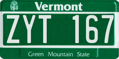 VT license plate ZYT167