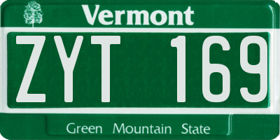 VT license plate ZYT169