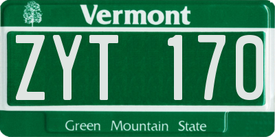 VT license plate ZYT170