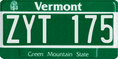 VT license plate ZYT175