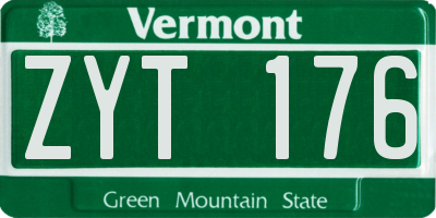VT license plate ZYT176