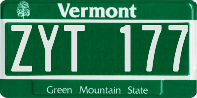 VT license plate ZYT177