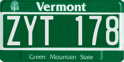 VT license plate ZYT178