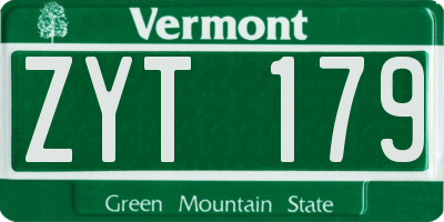 VT license plate ZYT179