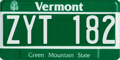 VT license plate ZYT182