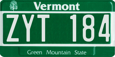 VT license plate ZYT184