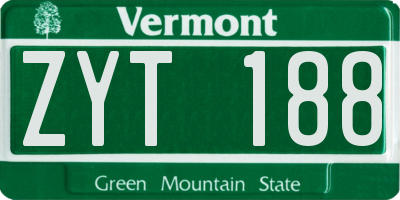 VT license plate ZYT188