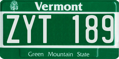 VT license plate ZYT189