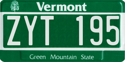 VT license plate ZYT195