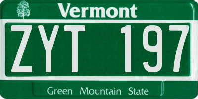 VT license plate ZYT197