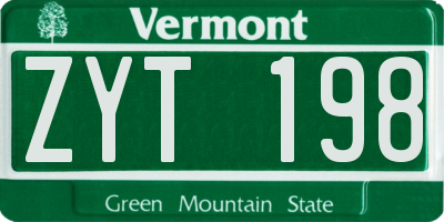 VT license plate ZYT198