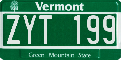 VT license plate ZYT199
