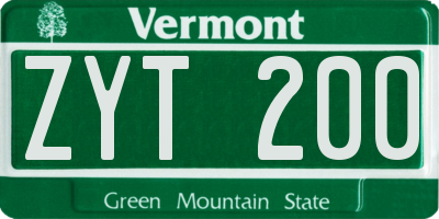 VT license plate ZYT200