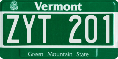 VT license plate ZYT201