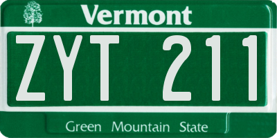 VT license plate ZYT211