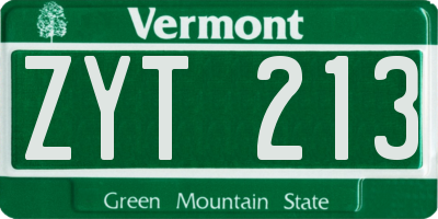 VT license plate ZYT213
