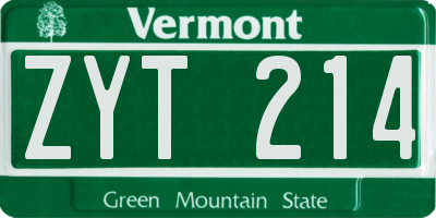 VT license plate ZYT214