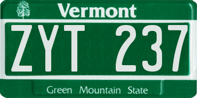 VT license plate ZYT237