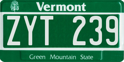 VT license plate ZYT239