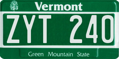 VT license plate ZYT240