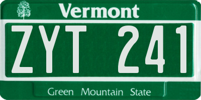 VT license plate ZYT241