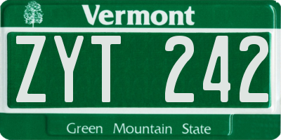 VT license plate ZYT242