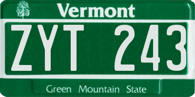 VT license plate ZYT243