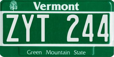 VT license plate ZYT244