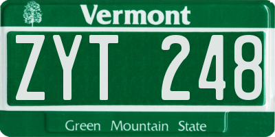 VT license plate ZYT248