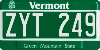 VT license plate ZYT249