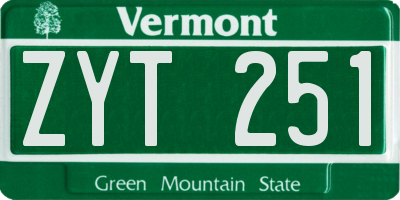 VT license plate ZYT251