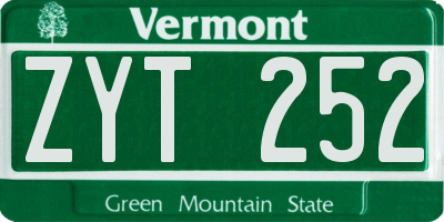 VT license plate ZYT252