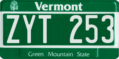 VT license plate ZYT253