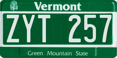 VT license plate ZYT257