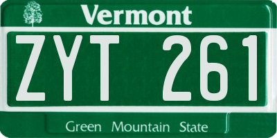 VT license plate ZYT261