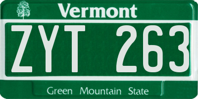 VT license plate ZYT263