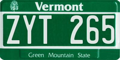 VT license plate ZYT265