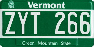 VT license plate ZYT266