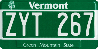VT license plate ZYT267