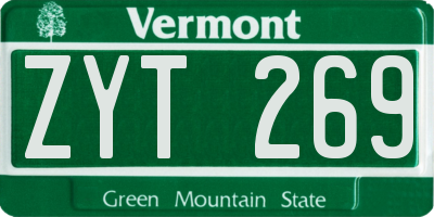 VT license plate ZYT269