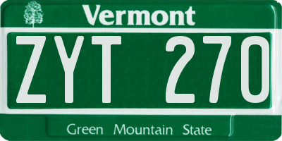 VT license plate ZYT270