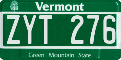 VT license plate ZYT276