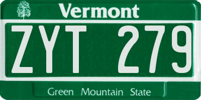 VT license plate ZYT279