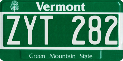 VT license plate ZYT282