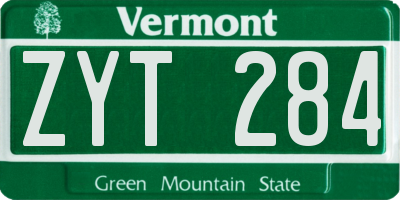VT license plate ZYT284