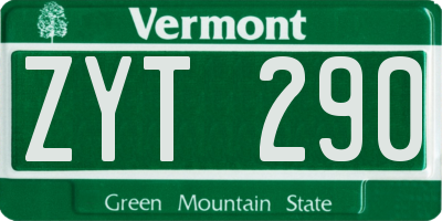 VT license plate ZYT290