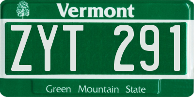 VT license plate ZYT291