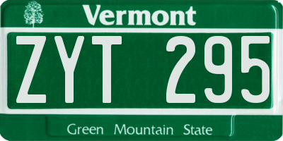VT license plate ZYT295