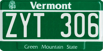 VT license plate ZYT306