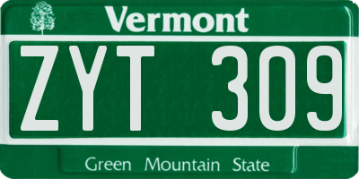 VT license plate ZYT309